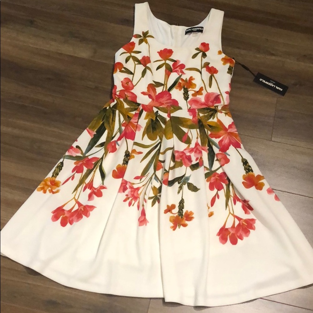 Karl Lagerfeld Paris Floral Pleated Dress